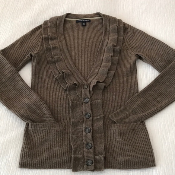 Banana Republic Sweaters - Banana Republic Merino Wool Cardigan Button Down Long Sleeve Ruffle V Neck SizeM